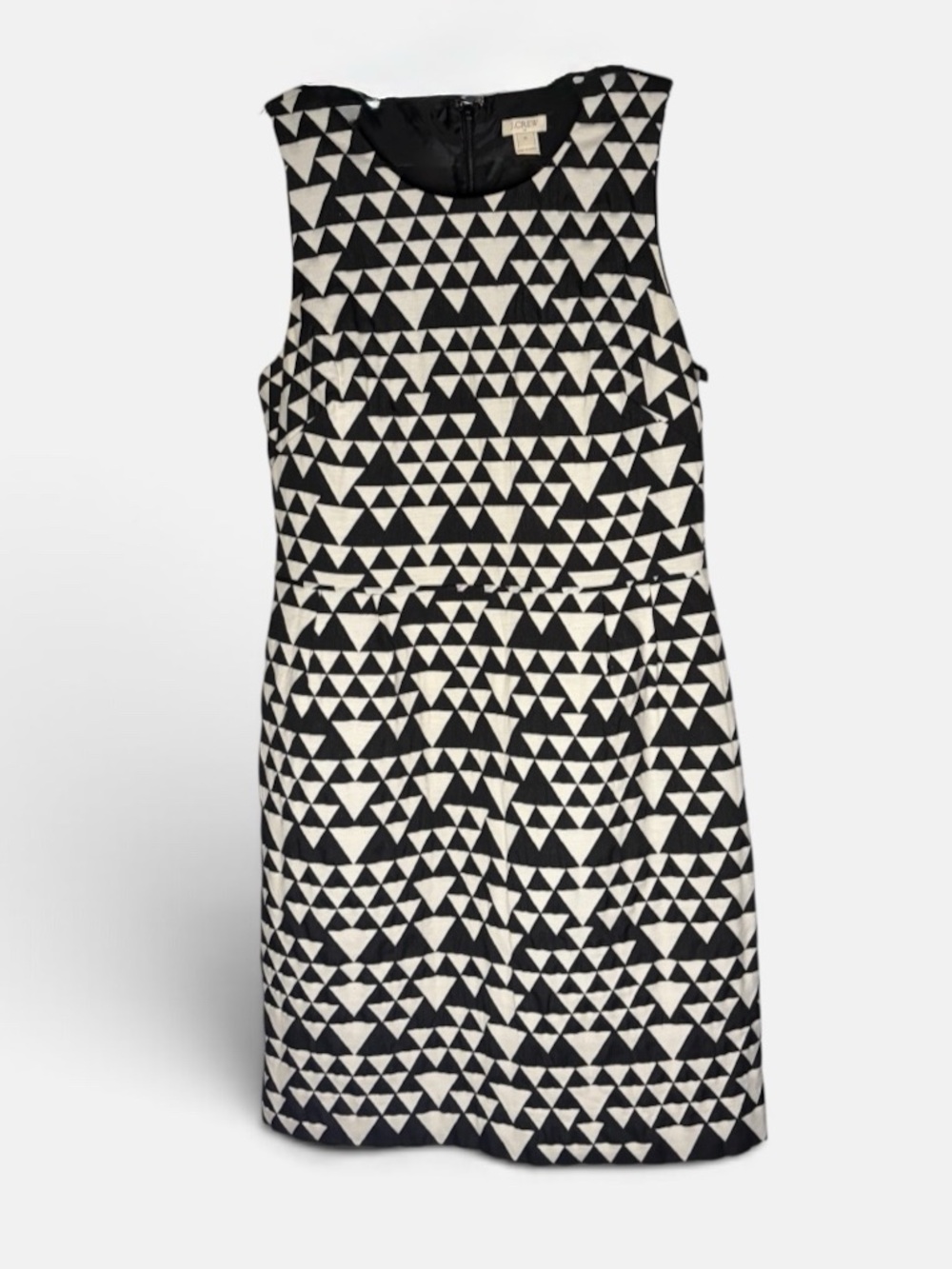 J.Crew Black Ivory Geometric Triangle Print Shift Dress Size 12